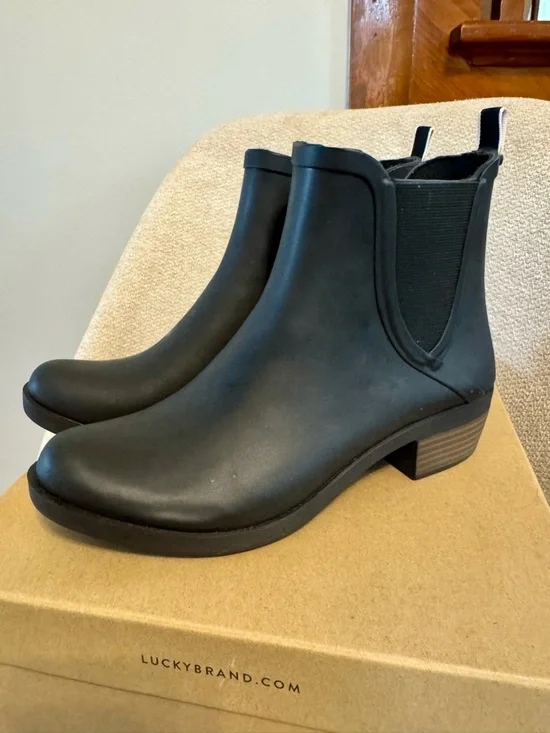 Lucky Brand Basel H2O Waterproof Rain Ankle Boots in Black - Picture 6 of 10